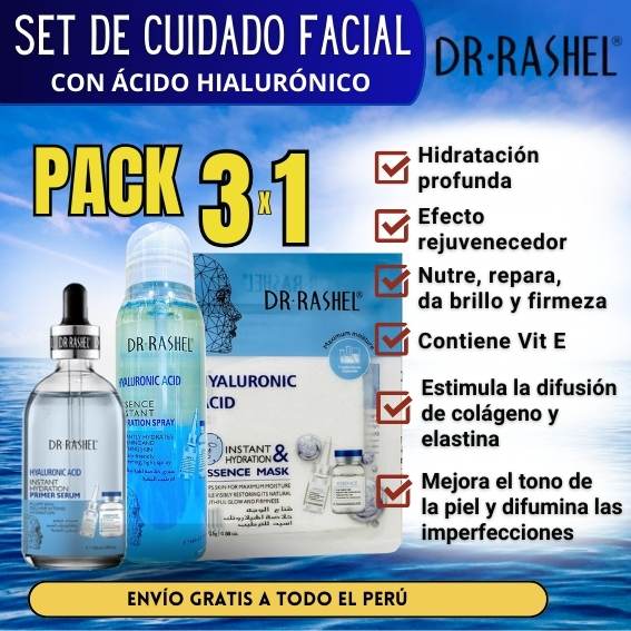 SET DE CUIDADO FACIAL ACIDO HIALURONICO DR RASHEL