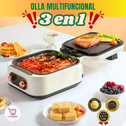 ‼️😱3 EN 1: OLLA🍲+ PARRILLA🫕+ SARTÉN🍳 - ELECTRODOMÉSTICO MULTIFUNCIONAL💥‼️